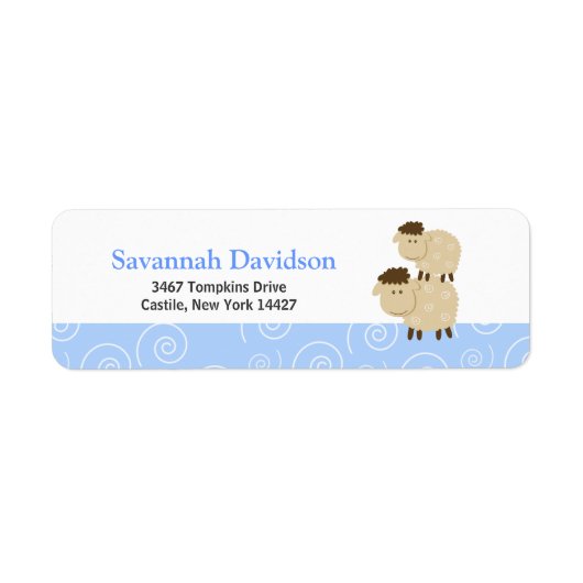 Baa Baa Sheep (Blauw) Aangepaste Adresetiketten (3 Etiket (Voorkant)