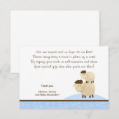 Baa Baa Sheep (blauwe kleur) RSVP-behuizingskaarte Informatiekaartje (Voorkant / Achterkant)