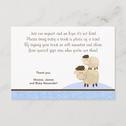 Baa Baa Sheep (blauwe kleur) RSVP-behuizingskaarte Informatiekaartje (Voorkant)