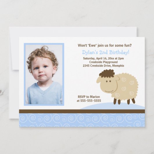Baa Baa Sheep Blue *FOTO* Birthday 5x7 Kaart (Voorkant)