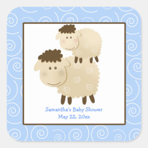 Baa Baa Sheep Blue SQUARE Favor Sticker