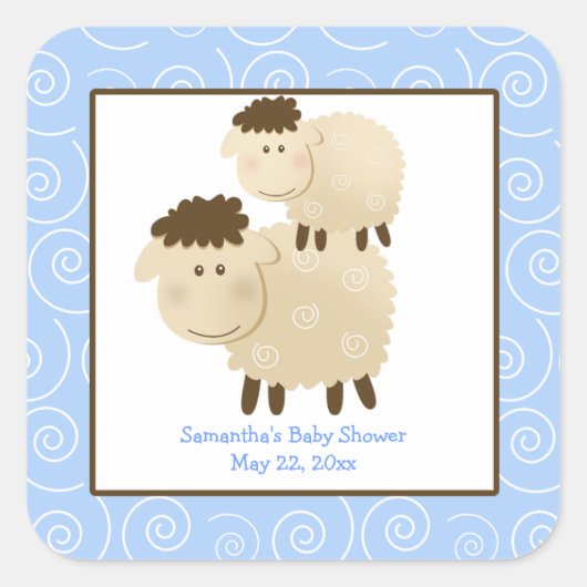Baa Baa Sheep Blue SQUARE Favor Sticker (Voorkant)