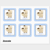 Baa Baa Sheep Blue SQUARE Favor Sticker (Vel)