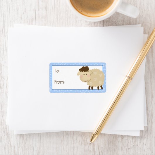 Baa Baa Sheep Blue Swirl Gift Label Label (Insitu)