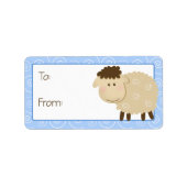 Baa Baa Sheep Blue Swirl Gift Label Label (Voorkant)