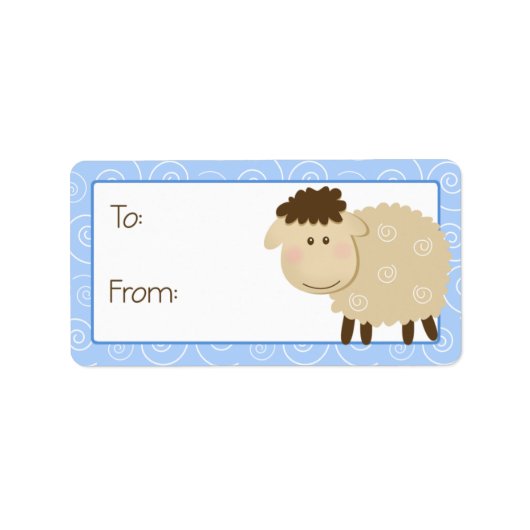 Baa Baa Sheep Blue Swirl Gift Label Label (Voorkant)