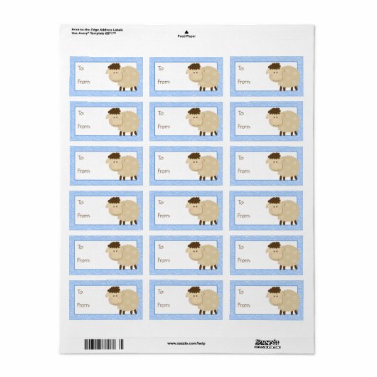 Baa Baa Sheep Blue Swirl Gift Label Label (Full Sheet)