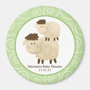 Baa Baa Sheep Green 3-inch Round Favor Magnet