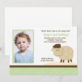 Baa Baa Sheep Green *PHOTO* Birthday 5x7 Kaart (Voorkant / Achterkant)