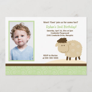 Baa Baa Sheep Green *PHOTO* Birthday 5x7 Kaart