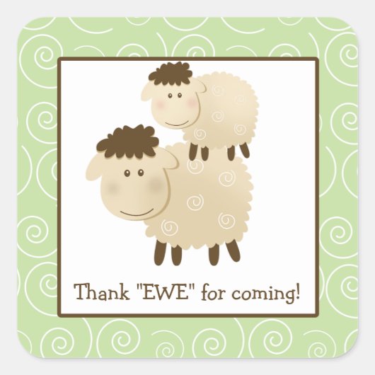 Baa Baa Sheep Lamb Square Envelope Seals 20 Vierkante Sticker (Voorkant)