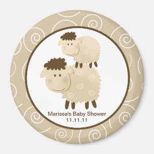Baa Baa Sheep Neutral 3-inch Round Favor Magnet