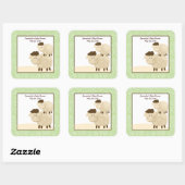 Baa Baa Sheep Neutral Green SQUARE Favor Sticker (Vel)