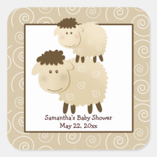 Baa Baa Sheep Neutral SQUARE Favor Sticker