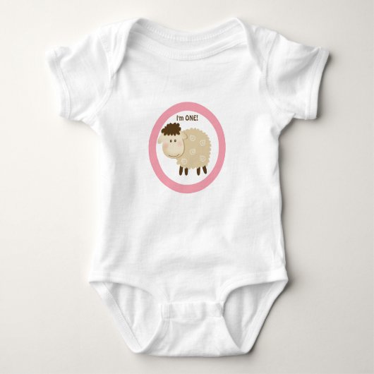 Baa Baa Sheep Pink - Aangepast Romper (Voorkant)