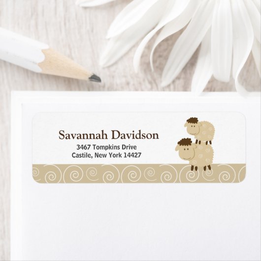 Baa Baa Sheep (Tan) Aangepaste Adresetiketten (30) Etiket (Insitu)