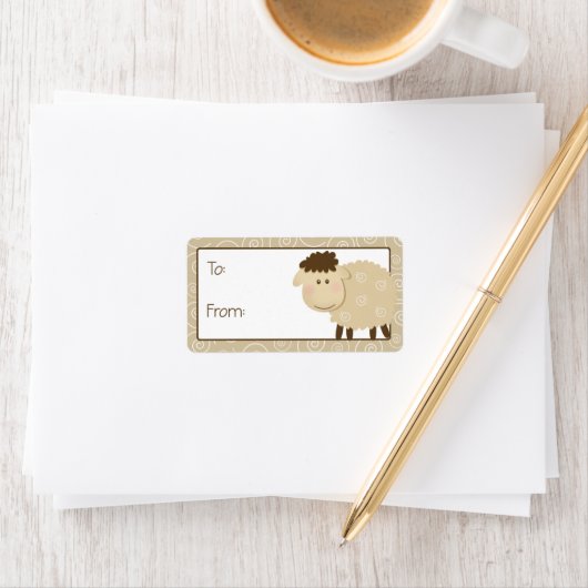 Baa Baa Sheep Tan Swirl Gift Label Label (Insitu)