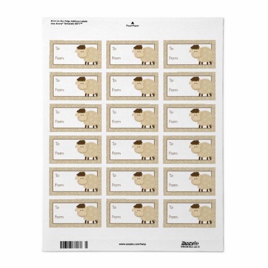 Baa Baa Sheep Tan Swirl Gift Label Label (Full Sheet)