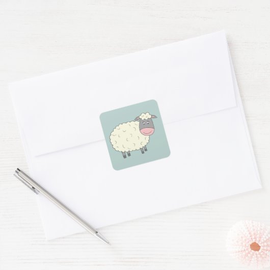 Baa Baa Sheep Vierkante Sticker (Envelop)