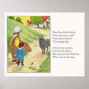 Baa, Baa, zwart schaap, moeder ganzenkwekerij rijm Poster