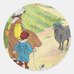 Baa, Baa, zwart schaap, moeder ganzenkwekerij rijm Ronde Sticker