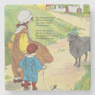 Baa, Baa, zwart schaap, moeder ganzenkwekerij rijm Stenen Onderzetter