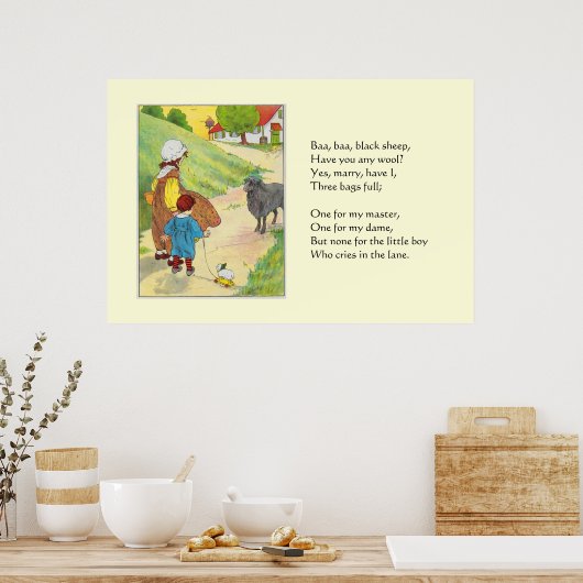 Baa, baa, zwarte schapen, heb je wol? poster (Keuken)