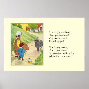 Baa, baa, zwarte schapen, heb je wol? poster