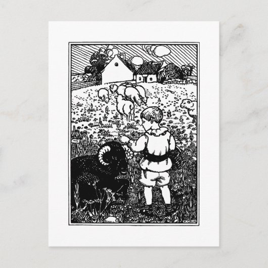  baa, Baa, zwarte schapen, Rhyme Briefkaart (Voorkant)