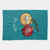 Baa Humbug Baubles kerstmis en Snoep Cartoon Theedoek (Horizontaal)