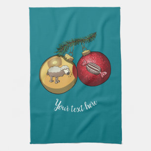 Baa Humbug Baubles kerstmis en Snoep Cartoon Theedoek