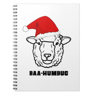 Baa-Humbug Christmas-Sheep Funny Schattige Boer An Notitieboek