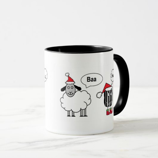Baa Humbug Funny Christmas Sheep Cartoon Mok (Voorkant rechts)
