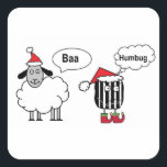 Baa Humbug Funny Christmas Sheep Cartoon Vierkante Sticker<br><div class="desc">Diverse beschikbare vormen</div>