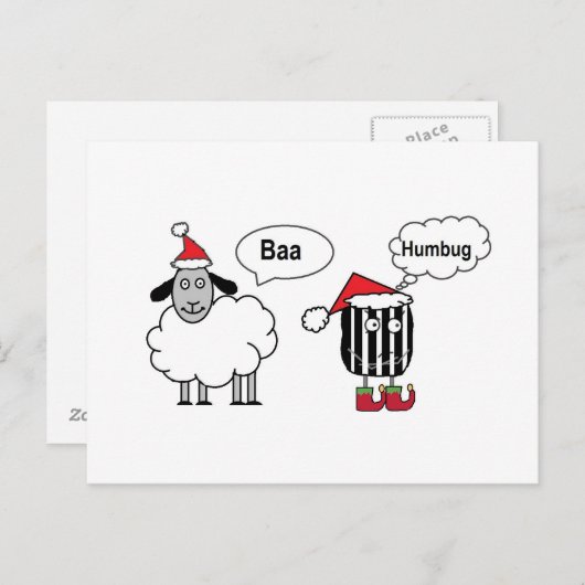 Baa Humbug Funny Festive Cartoon Briefkaart (Voorkant / Achterkant)