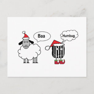 Baa Humbug Funny Festive Cartoon Briefkaart