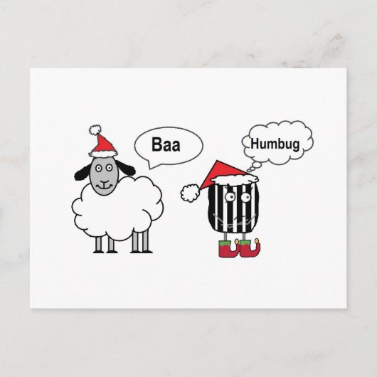 Baa Humbug Funny Festive Cartoon Briefkaart (Voorkant)