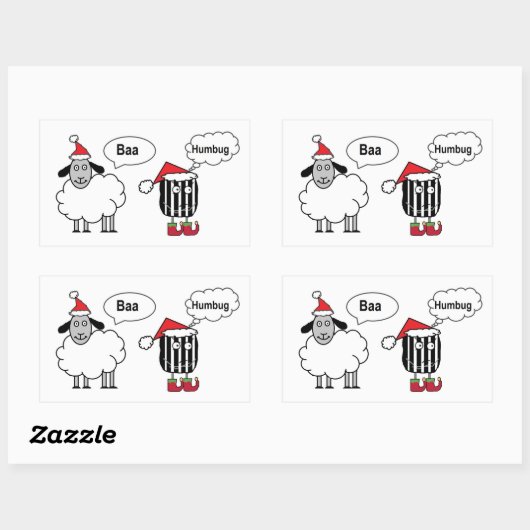 Baa Humbug Funny Festive Glossy Stickers (Vel)