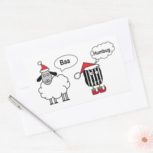 Baa Humbug Funny Festive Glossy Stickers (Envelop)