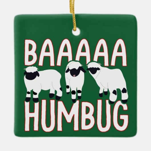 Baa Humbug Funny Valais Blwlese kerst Keramisch Ornament (Voorkant)