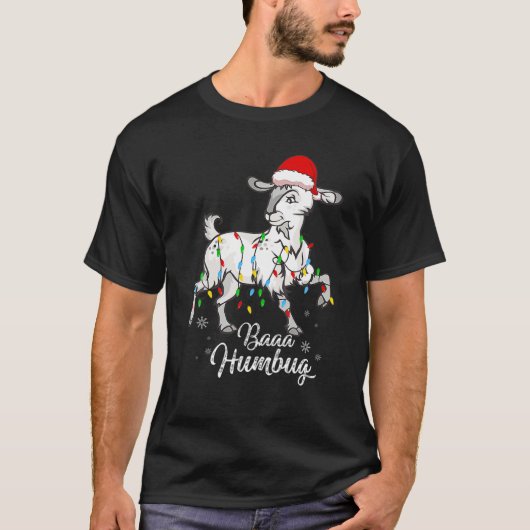 Baa Humbug Goat Santa Hat Bah Humbug Kerstmis T-shirt (Voorkant)