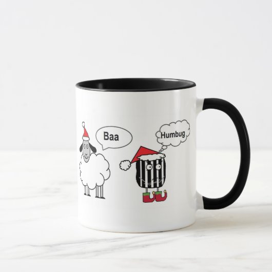 Baa Humbug Grappige Kerst Schaap Cartoon Mok (Rechts)