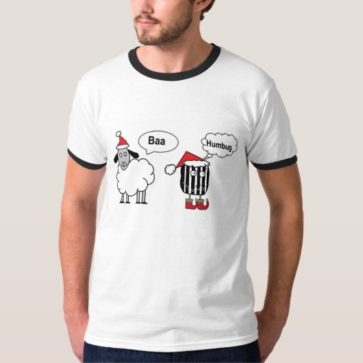 Baa Humbug Grappige Kerst Schaap Cartoon T-shirt (Voorkant)