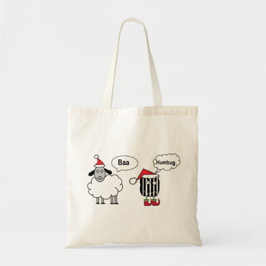 Baa Humbug Grappige Kerst Schaap Cartoon Tote Bag (Voorkant)