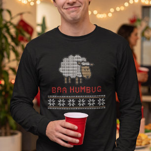 Baa Humbug Grappige Schaap Nep Lelijke Kerst Trui T-shirt