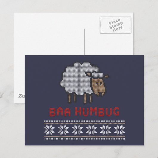 Baa Humbug kerstmis Briefkaart (Voorkant / Achterkant)