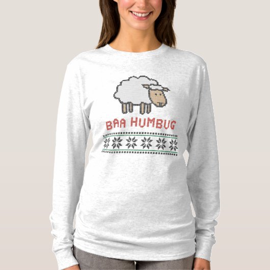 Baa Humbug Kerstmis Ugly Sweater T-shirt (Voorkant)