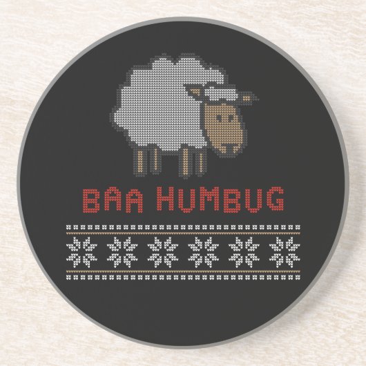 Baa Humbug kerstmis Zandsteen Onderzetter (Voorkant)