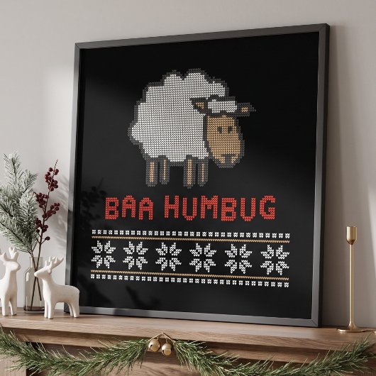 Baa Humbug Kerstschaap Poster