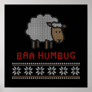Baa Humbug Kerstschaap Poster